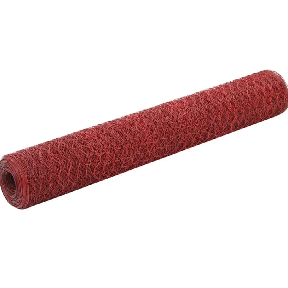 Tuinafscheidingen*vidaXL Kippengaas 25x1 m staal met PVC coating Rood
