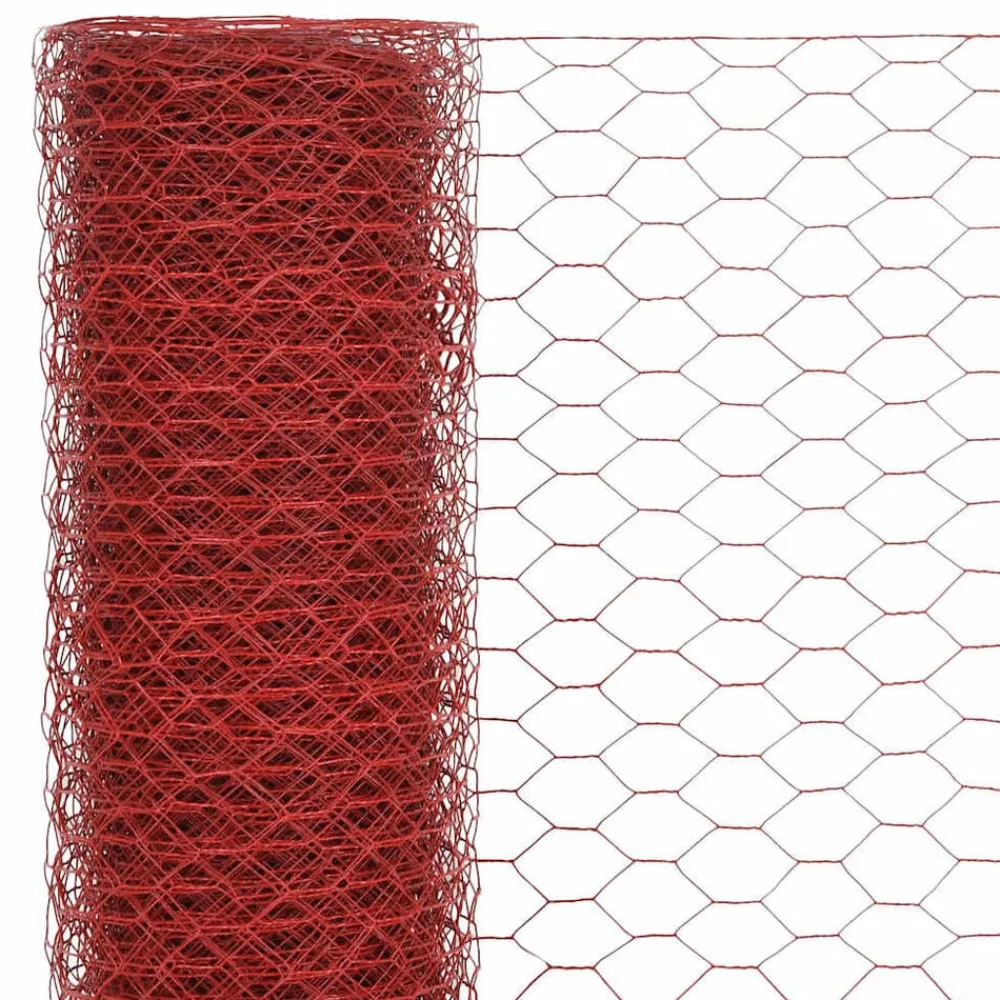 Tuinafscheidingen*vidaXL Kippengaas 25x1 m staal met PVC coating Rood