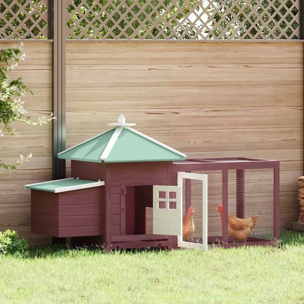Kippenhok met nestkast 190x72x102 massief vurenhout kleur>vidaXL Hot