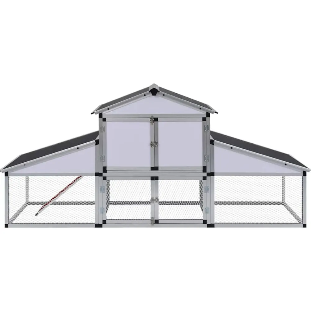 Huisdierbenodigdheden*vidaXL Kippenhok met ren en nestkast aluminium