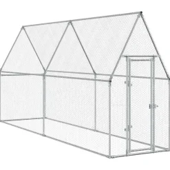 Huisdierbenodigdheden*vidaXL Kippenhok 100x100x190 cm gegalvaniseerd staal zilverkleurig