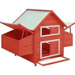 Huisdierbenodigdheden*vidaXL Kippenhok 150x96x110 cm massief vurenhout Rood en wit