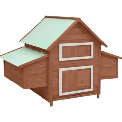 Huisdierbenodigdheden*vidaXL Kippenhok 150x96x110 cm massief vurenhout mokkakleurig en wit
