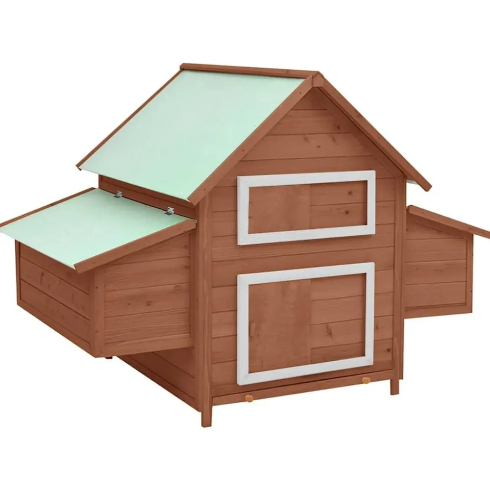 Huisdierbenodigdheden*vidaXL Kippenhok 150x96x110 cm massief vurenhout mokkakleurig en wit