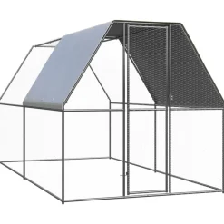Huisdierbenodigdheden*vidaXL Kippenhok 2x4x2 m gegalvaniseerd staal zilver en zilvergrijs