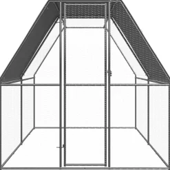 Huisdierbenodigdheden*vidaXL Kippenhok 2x4x2 m gegalvaniseerd staal zilver en zilvergrijs