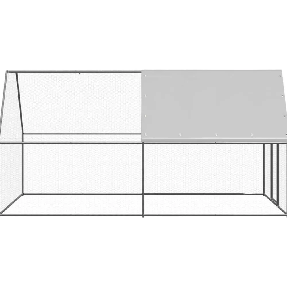 Huisdierbenodigdheden*vidaXL Kippenhok 2x4x2 m gegalvaniseerd staal zilver en zilvergrijs