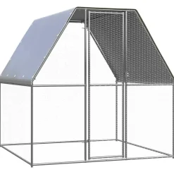Huisdierbenodigdheden*vidaXL Kippenkooi 2x2x2 m gegalvaniseerd staal zilverkleurig en grijs