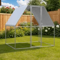Huisdierbenodigdheden*vidaXL Kippenkooi 2x2x2 m gegalvaniseerd staal zilverkleurig en grijs