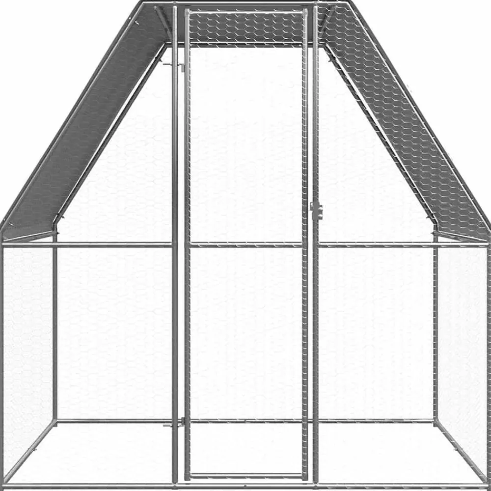 Huisdierbenodigdheden*vidaXL Kippenkooi 2x2x2 m gegalvaniseerd staal zilverkleurig en grijs