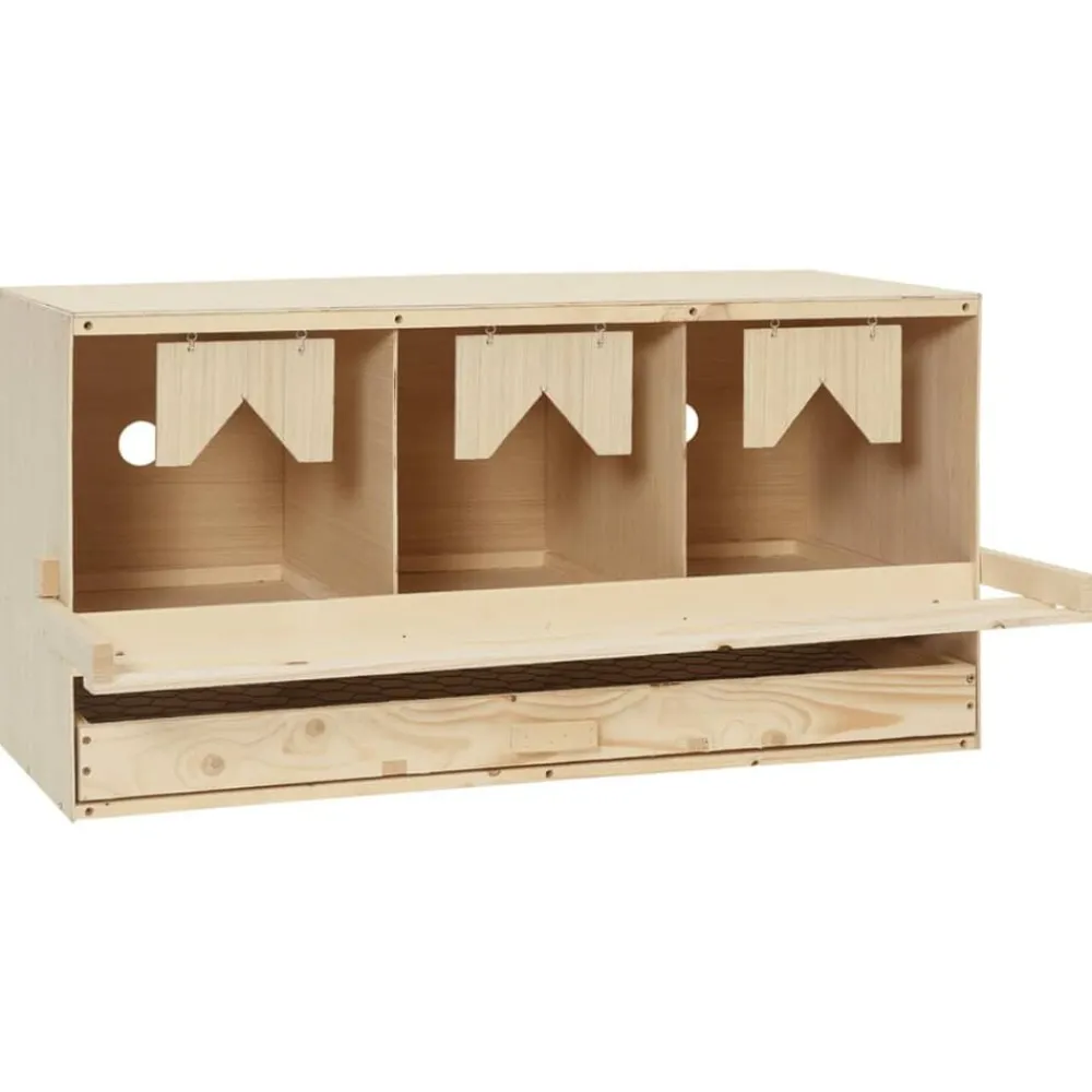 Agrarische Sector*vidaXL Kippenlegkast 3 compartimenten 72x33x38 cm massief grenenhout