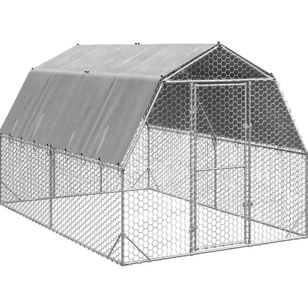 Kippenren met dak 2,5x4x2,25 m gegalvaniseerd staal>vidaXL Sale