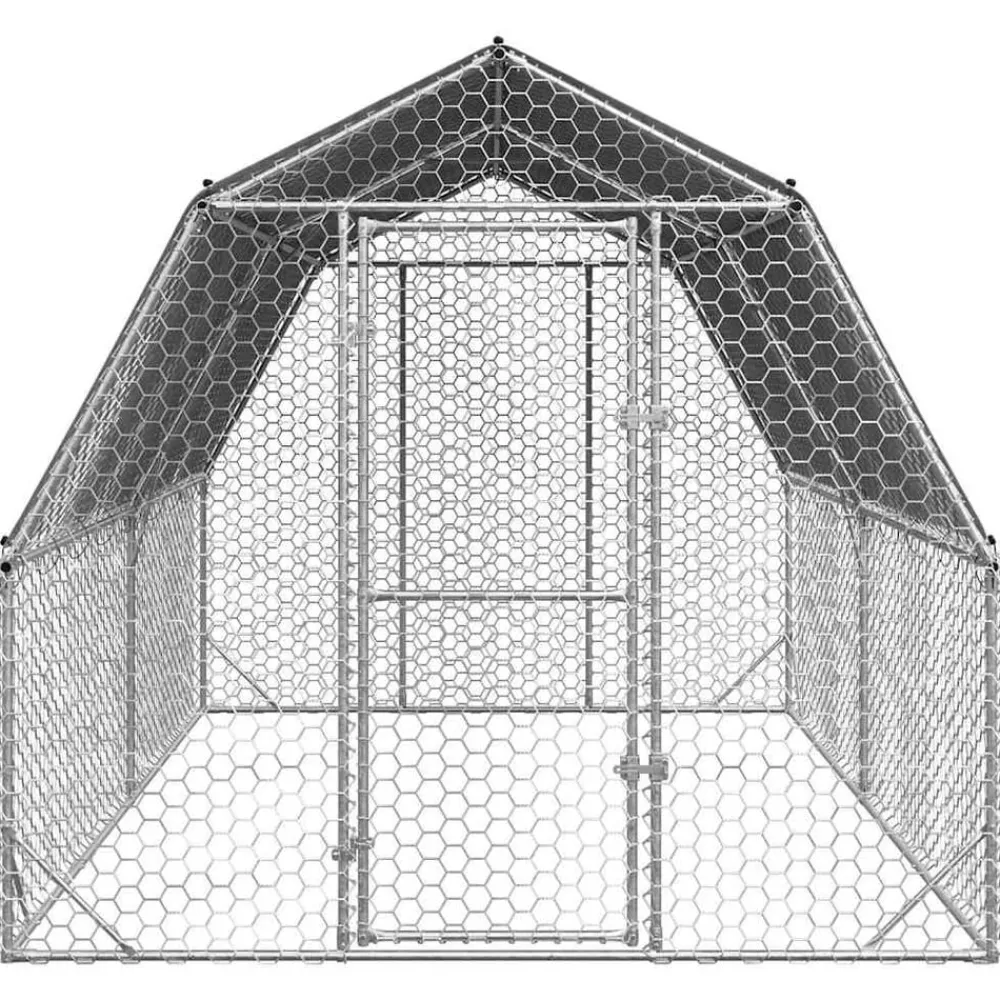 Kippenren met dak 2,5x4x2,25 m gegalvaniseerd staal>vidaXL Sale