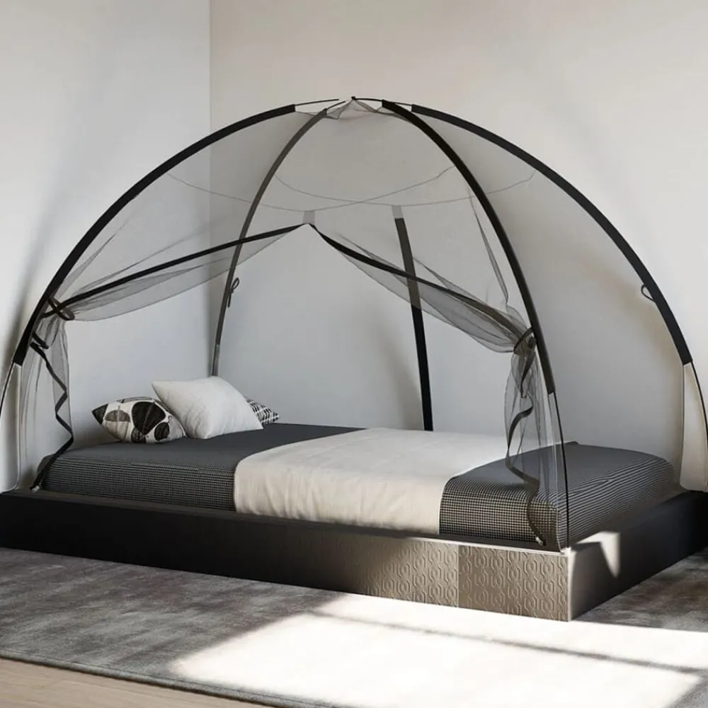 Buitensport*vidaXL Klamboe met deuren Mongolia 220 gaas 200x120x130 cm Zwart