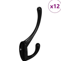 Kledinghaak 12 pcs Zwart 102 x 29 x 47mm Zinklegering>vidaXL Hot