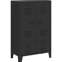 Kasten & Opbergmeubelen*vidaXL Kledingkast industriële stijl 67x35x107 cm metaal Zwart