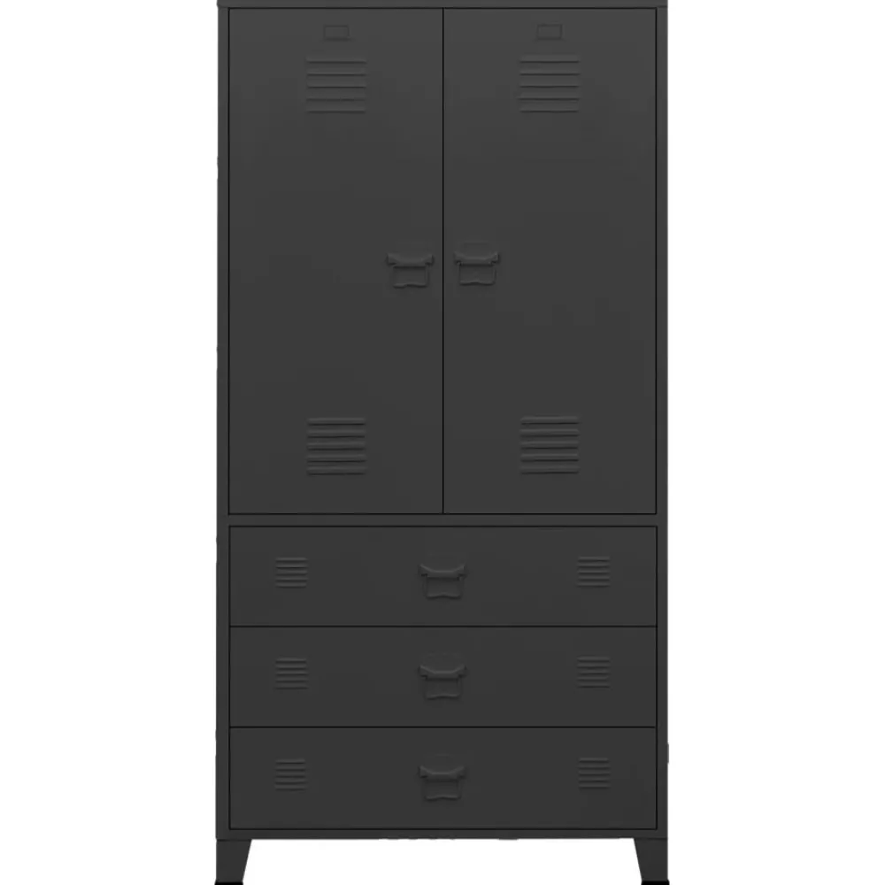 Kasten & Opbergmeubelen*vidaXL Kledingkast industrieel 90x50x180 cm metaal Zwart