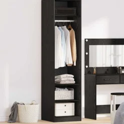 Kasten & Opbergmeubelen*vidaXL Kledingkast met plank 50 x 50 x 200 cm Bewerkt hout Zwart eiken
