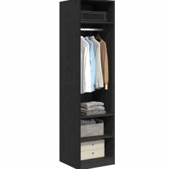 Kasten & Opbergmeubelen*vidaXL Kledingkast met plank 50 x 50 x 200 cm Bewerkt hout Zwart eiken