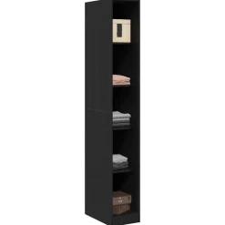 Kasten & Opbergmeubelen*vidaXL Kledingkast met plank 30 x 50 x 200 cm Bewerkt hout Zwart eiken