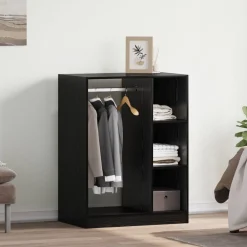 Kledingkast met plank met opslag Zwart Eiken 77 x 48 x 102 cm>vidaXL Online