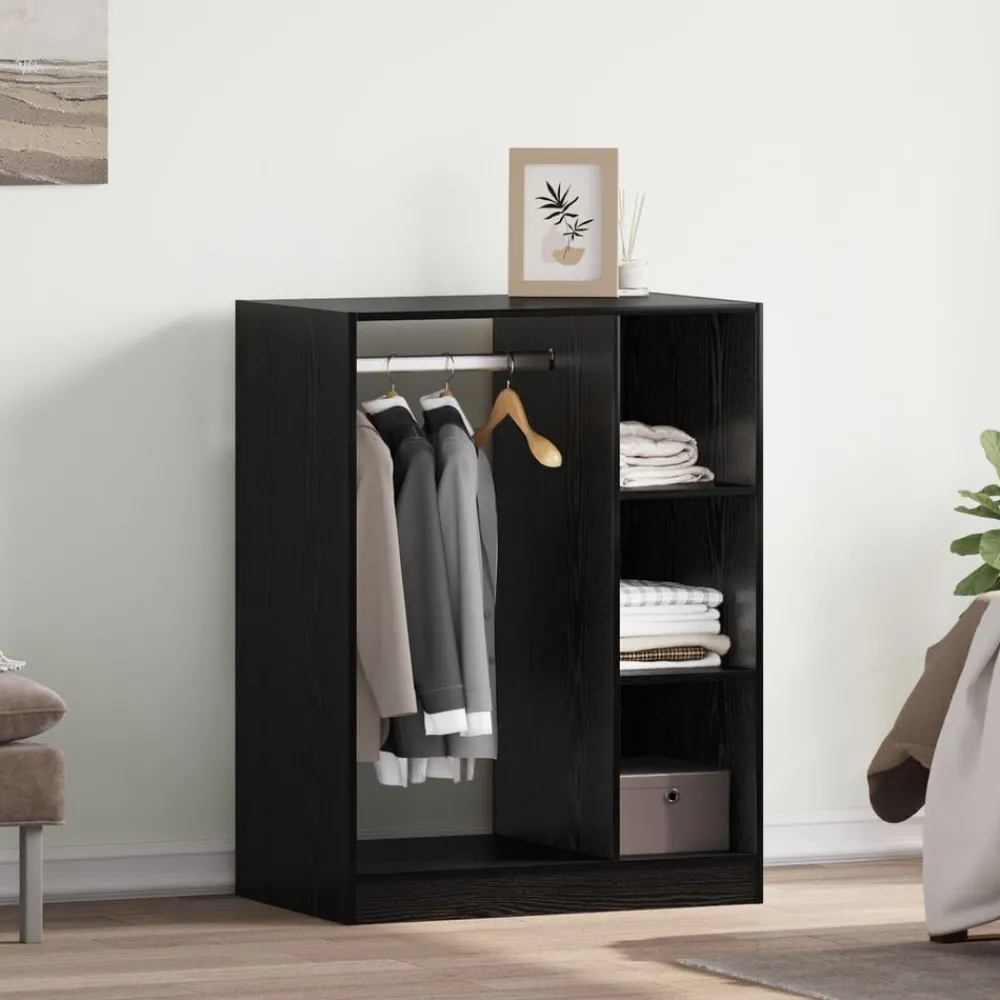Kledingkast met plank met opslag Zwart Eiken 77 x 48 x 102 cm>vidaXL Online