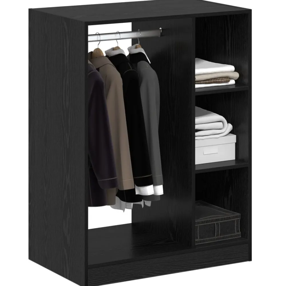 Kledingkast met plank met opslag Zwart Eiken 77 x 48 x 102 cm>vidaXL Online