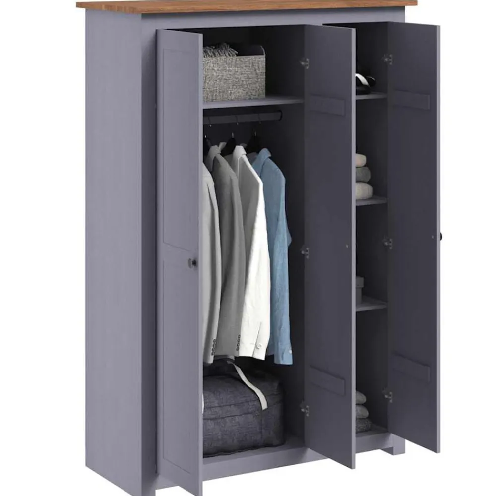 Kasten & Opbergmeubelen*vidaXL Kledingkast Panama Range 118x50x171,5 cm grenenhout Grijs
