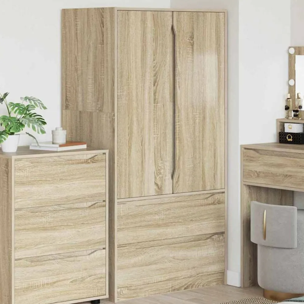 Kasten & Opbergmeubelen*vidaXL Kledingkast 79,5 x 49 x 156 cm Geconstrueerd hout Sonoma eiken