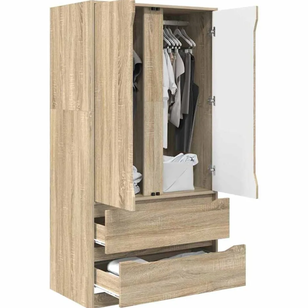 Kasten & Opbergmeubelen*vidaXL Kledingkast 79,5 x 49 x 156 cm Geconstrueerd hout Sonoma eiken