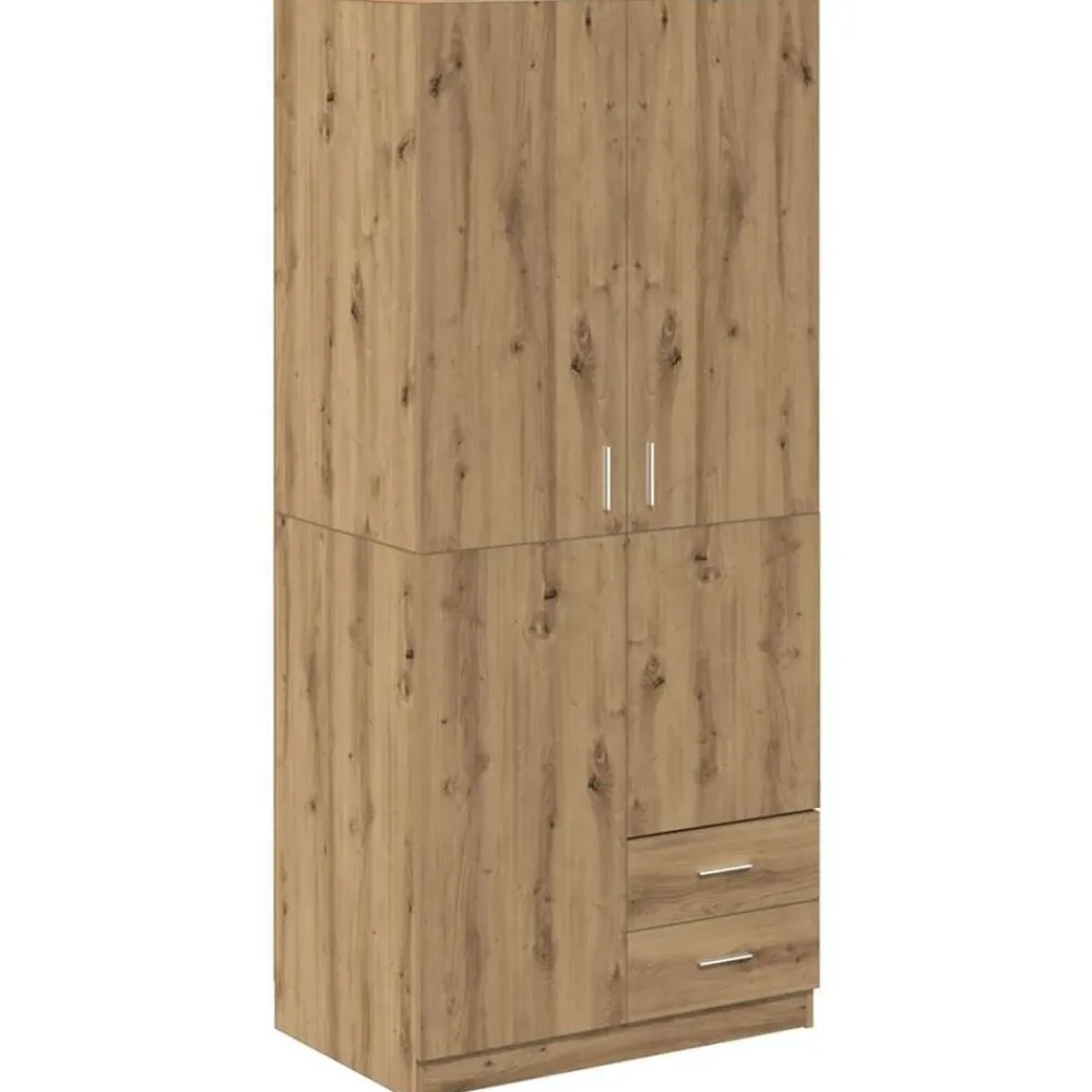 Kasten & Opbergmeubelen*vidaXL Kledingkast 80x52x180 cm bewerkt hout artisanaal eikenkleurig