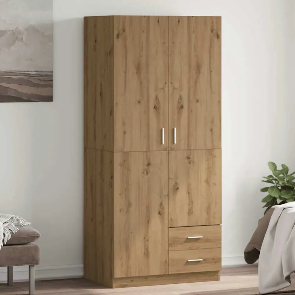 Kasten & Opbergmeubelen*vidaXL Kledingkast 80x52x180 cm bewerkt hout artisanaal eikenkleurig