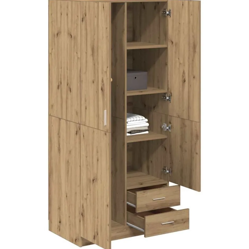 Kasten & Opbergmeubelen*vidaXL Kledingkast 80x52x180 cm bewerkt hout artisanaal eikenkleurig