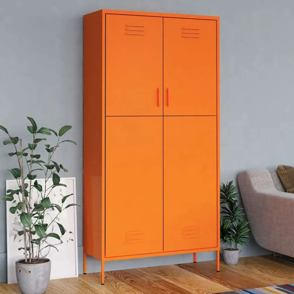 Kasten & Opbergmeubelen*vidaXL Kledingkast 90x50x180 cm staal Oranje