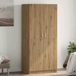 Kasten & Opbergmeubelen*vidaXL Kledingkast 80x52x180 cm bewerkt hout artisanaal eikenkleurig