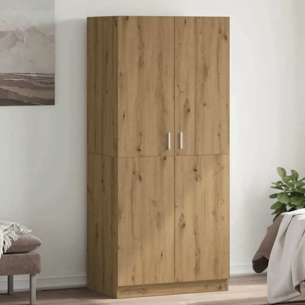 Kasten & Opbergmeubelen*vidaXL Kledingkast 80x52x180 cm bewerkt hout artisanaal eikenkleurig