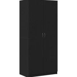 Kasten & Opbergmeubelen*vidaXL Kledingkast 90 x 52 x 200 cm Bewerkt hout Zwart eiken