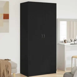 Kasten & Opbergmeubelen*vidaXL Kledingkast 90 x 52 x 200 cm Bewerkt hout Zwart eiken