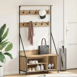 Huishoudelijke Benodigdheden*vidaXL Kledingrek Artisan Eiken 100 x 41 x 184 cm Bewerkt hout artisanaal eikenkleurig
