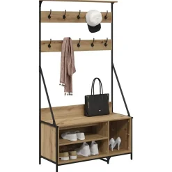 Huishoudelijke Benodigdheden*vidaXL Kledingrek Artisan Eiken 100 x 41 x 184 cm Bewerkt hout artisanaal eikenkleurig