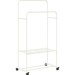 Huishoudelijke Benodigdheden*vidaXL Kledingrek met plank met wiel met opslag 80 x 53 x 156 cm Wit
