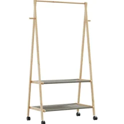 Kledingrek met schappen en wielen 96x45,5x155,5 cm bamboe>vidaXL