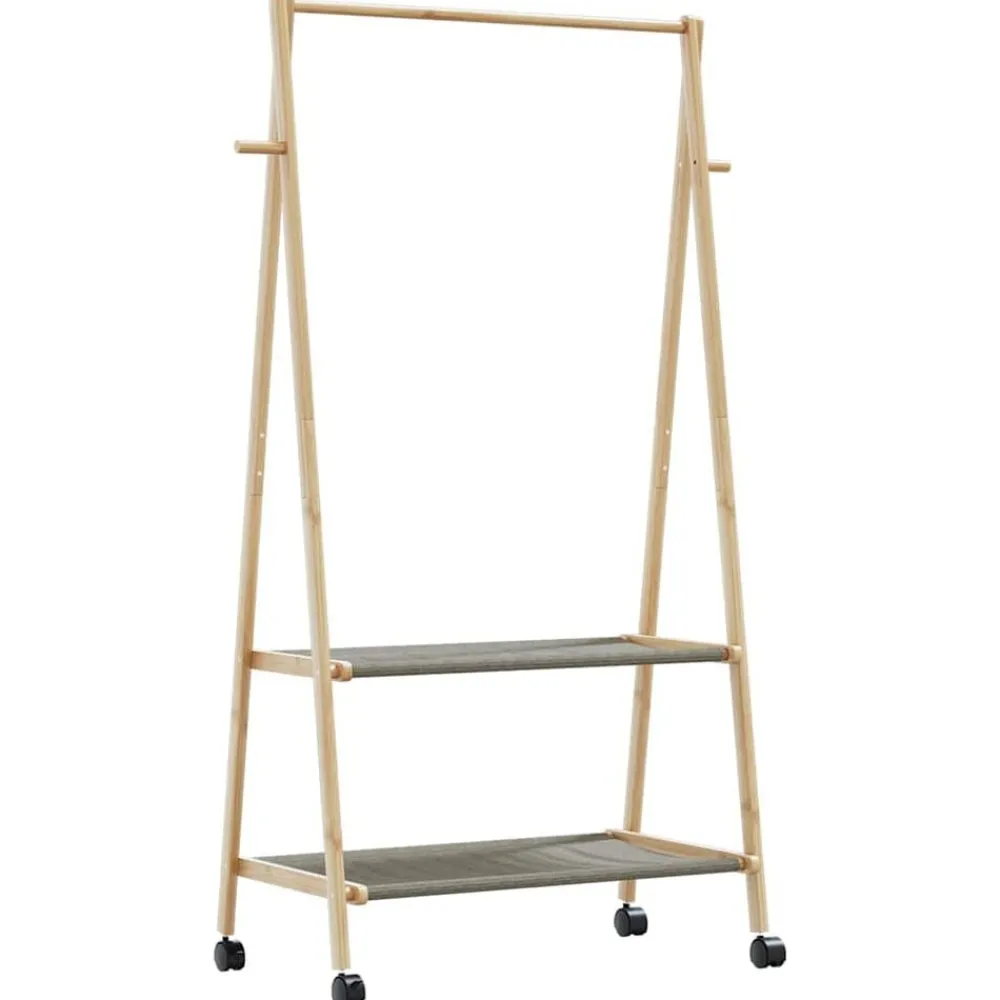 Kledingrek met schappen en wielen 96x45,5x155,5 cm bamboe>vidaXL