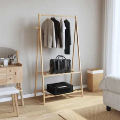Huishoudelijke Benodigdheden*vidaXL Kledingrek met schappen 96x45,5x150,5 cm bamboe