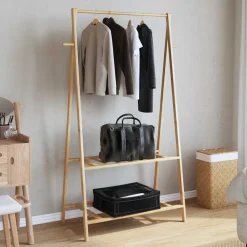 Huishoudelijke Benodigdheden*vidaXL Kledingrek met schappen 96x45,5x150,5 cm bamboe