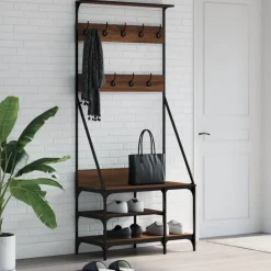 Huishoudelijke Benodigdheden*vidaXL Kledingrek met schoenenrek 80x40x184 cm bruin eikenkleur
