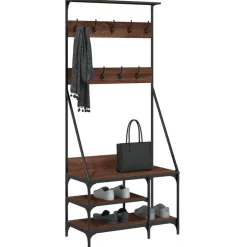 Huishoudelijke Benodigdheden*vidaXL Kledingrek met schoenenrek 80x40x184 cm bruin eikenkleur