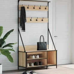 Huishoudelijke Benodigdheden*vidaXL Kledingrek met schoenenrek 100x41x184 cm kleurig Sonoma eiken