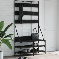Huishoudelijke Benodigdheden*vidaXL Kledingrek met schoenenrek 100x40x184 cm Zwart