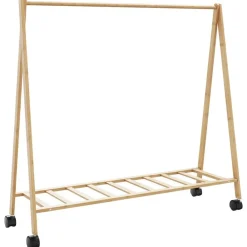 Kledingrek met schappen en wielen 106x34x106,5 cm bamboe>vidaXL Discount